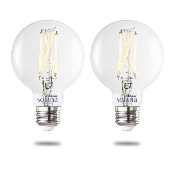 Bulbrite Solana 60-Watt Equivalent 90 CRI G25 Smart WIFI Connected LED Edison Filament Light Bulb, 2PK 861708